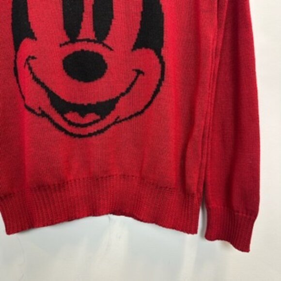 Disney Mickey Mouse Knit Sweater XL Red Black Crewneck - Picture 3 of 9